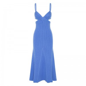 OEM Summer Holiday Party Sexy Cutout Taist Cross Effets Prillers Cound Couch Custom Couleur solide Couleur tricotée Mini robes Femmes