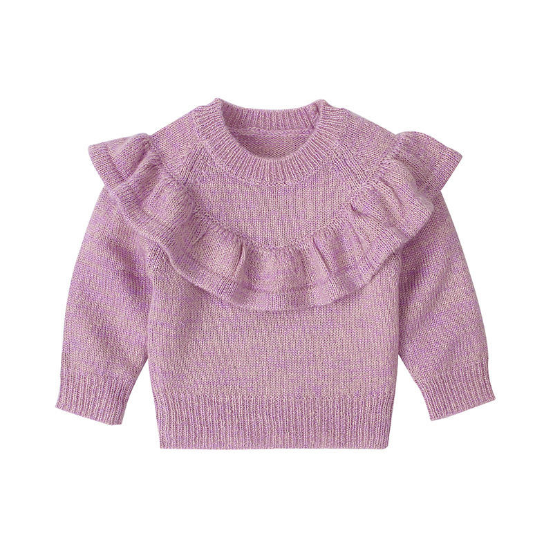 Vêtements pour bébé filles à manches longues en tricot pull d\'évasion de couleurs solides motifs de tricot de couleurs