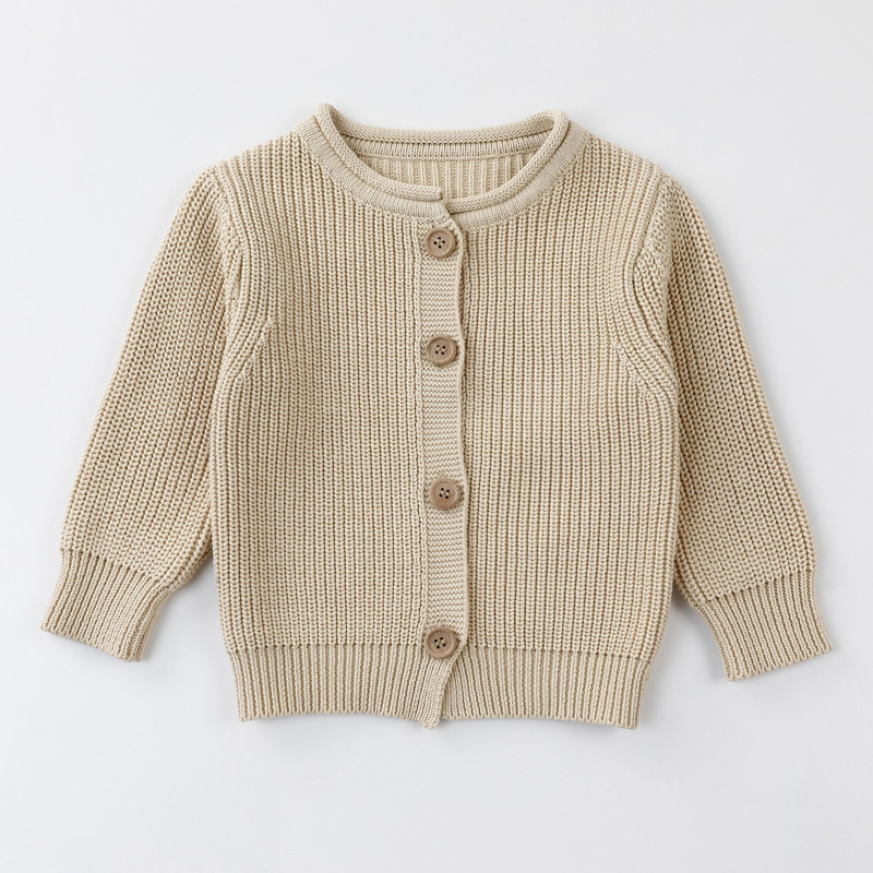 Pullage pour enfants Cardigan décontracté pour enfants avec denouveaux vêtements beige solides