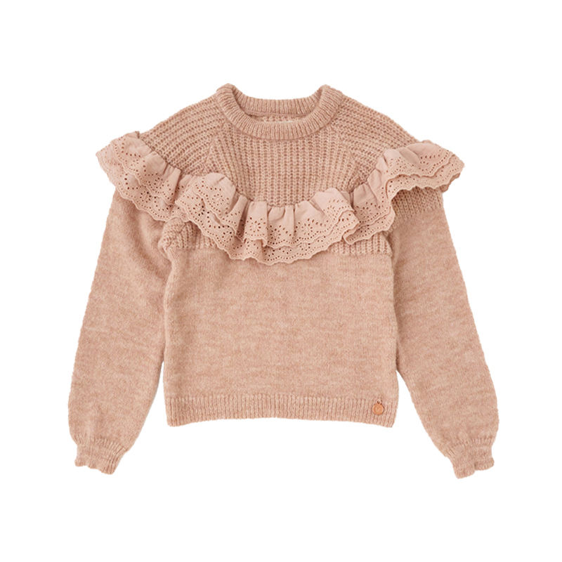 Coul rond le plus récent avec un pull pour filles en coton en tricot en tricot